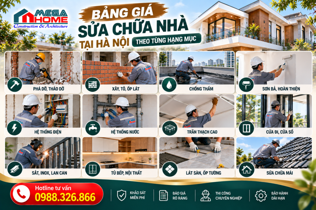 Báo Giá Sửa Chữa Nhà Trọn Gói Tại Hà Nội 2026