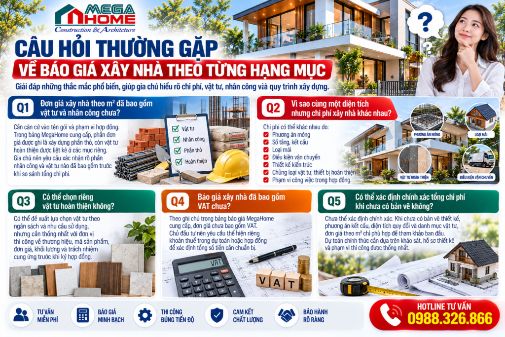 Báo Giá Xây Nhà Theo Từng Hạng Mục 2026 
