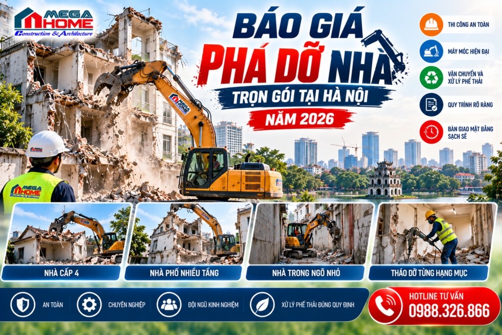 Báo giá phá dỡ nhà trọn gói tại Hà Nội năm 2026