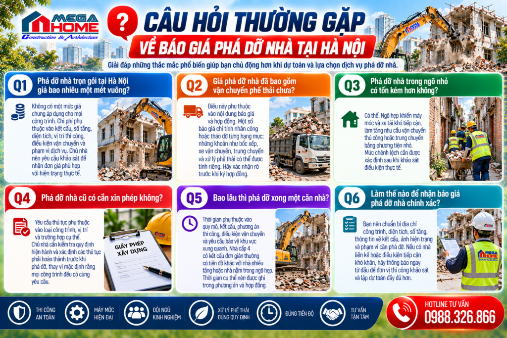Câu hỏi thường gặp về báo giá phá dỡ nhà tại Hà Nội