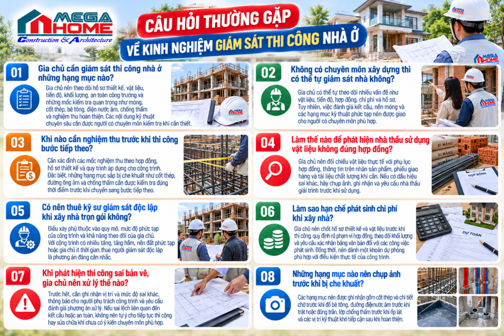 Câu hỏi thường gặp về kinh nghiệm giám sát thi công nhà ở