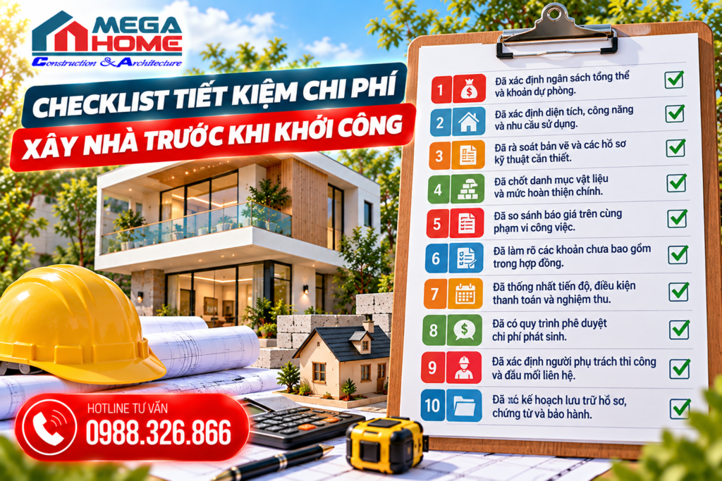 Checklist tiết kiệm chi phí xây nhà trước khi khởi công