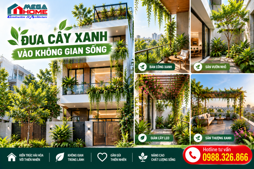 Đưa cây xanh vào không gian sống