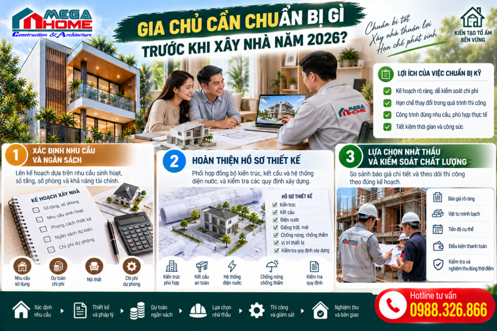 Gia chủ cần chuẩn bị gì trước khi xây nhà năm 2026?