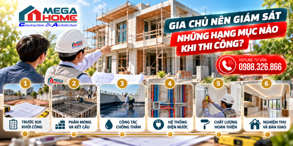 Gia chủ nên giám sát những hạng mục nào khi thi công?