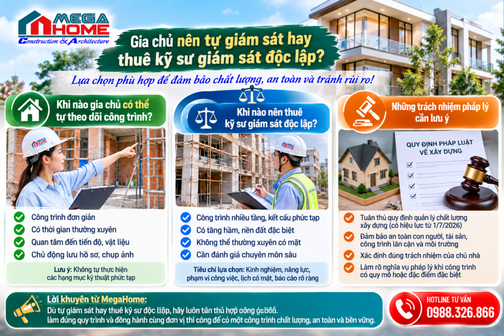 Gia chủ nên tự giám sát hay thuê kỹ sư giám sát độc lập?