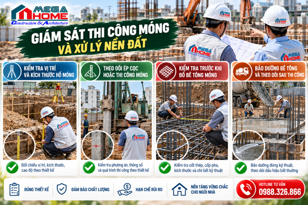 Giám sát thi công móng và xử lý nền đất