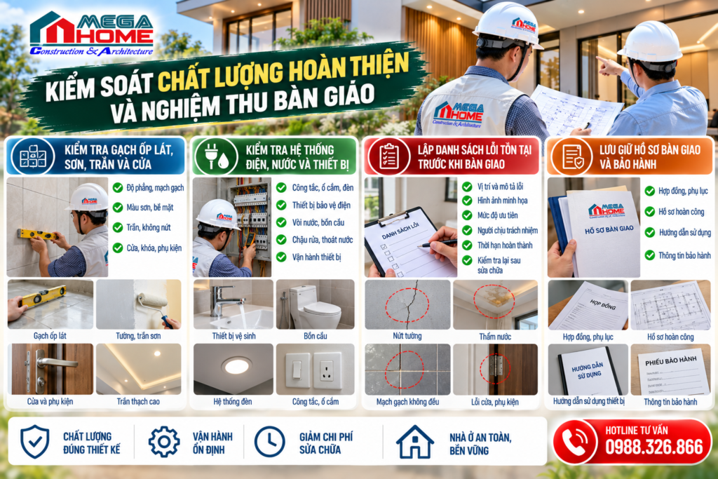 Kiểm soát chất lượng hoàn thiện và nghiệm thu bàn giao