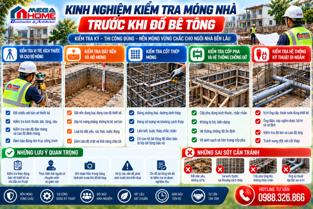 Kinh Nghiệm Kiểm Tra Móng Nhà Trước Khi Đổ Bê Tông
