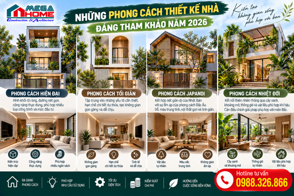 Những phong cách thiết kế nhà đáng tham khảo năm 2026