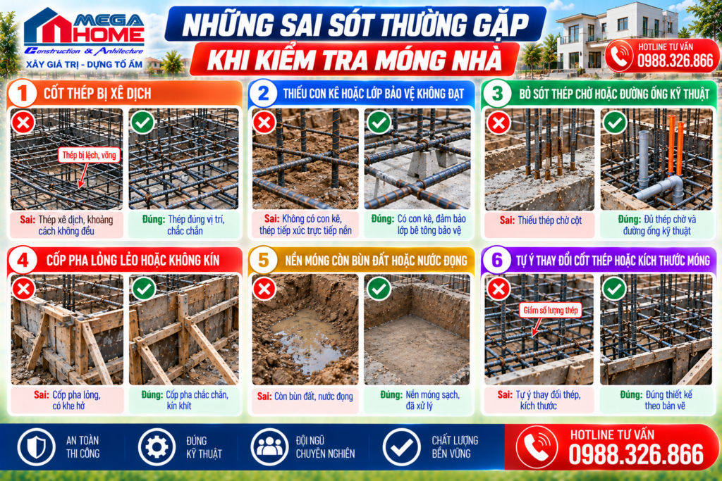 Những sai sót thường gặp khi kiểm tra móng nhà