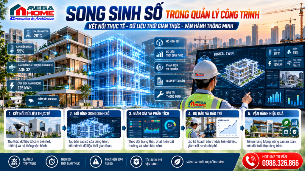 Song sinh số và dữ liệu thời gian thực trong quản lý công trình