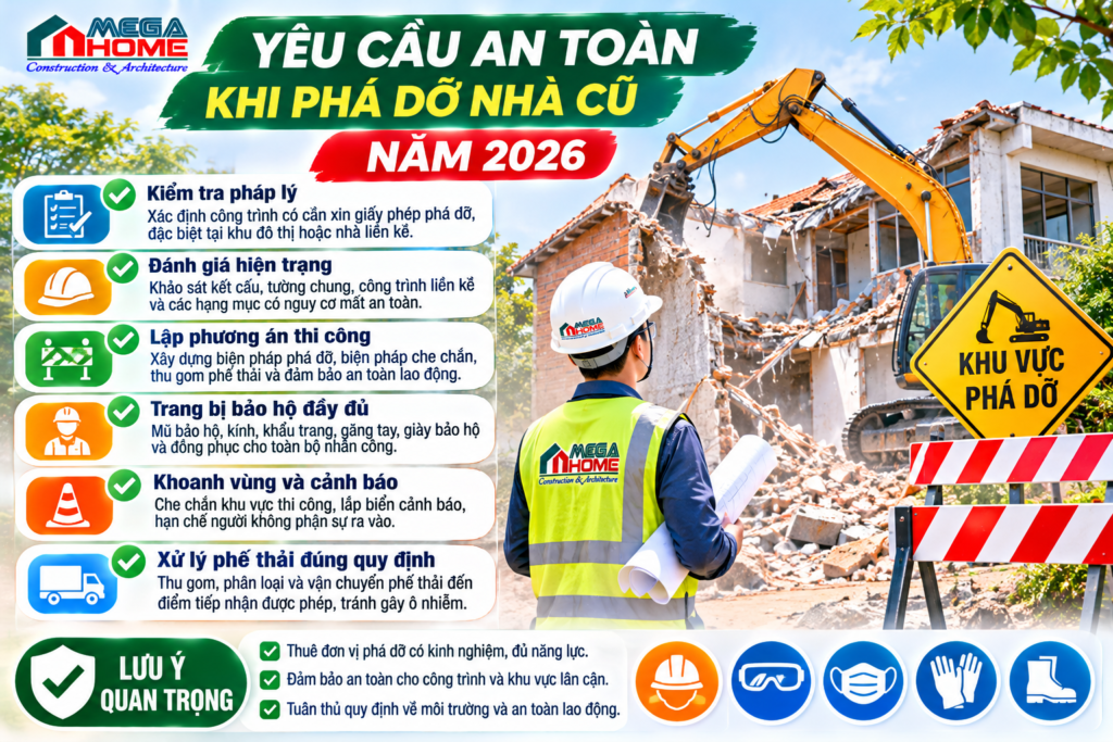 Yêu Cầu An Toàn Khi Phá Dỡ Nhà Cũ Năm 2026